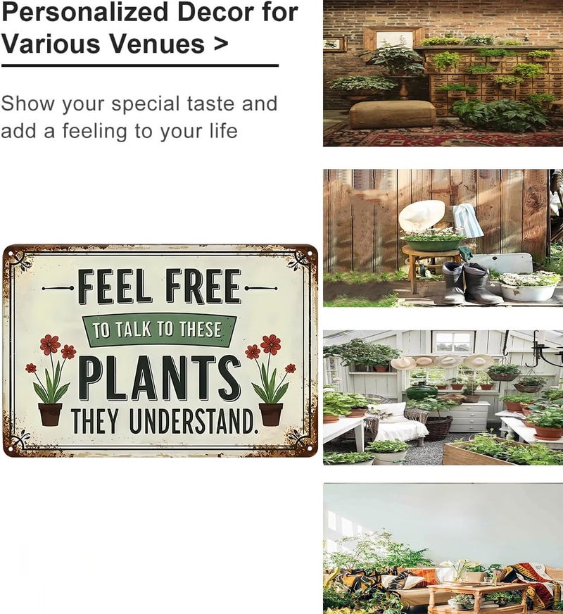 Bestylez Garden Gifts Feel Free to Talk with These Plants They Understand Vintage Gardening Signs for Home Garden Greenhouse Living Room Bedroom Yard Outdoor Decor 8X12 Inch (3373) - Image 3